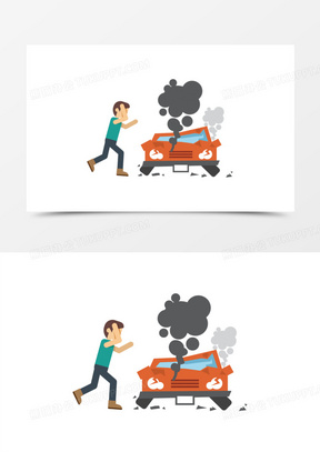 矢量卡通出车祸现场免抠元素