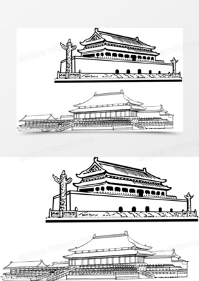 素描天安城门图片