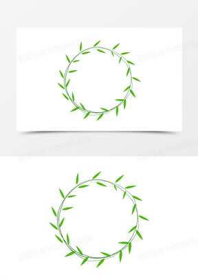 手绘圆形柳树边框免抠元素