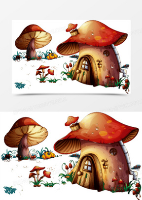 蘑菇房子卡通建筑