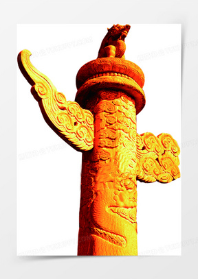 高达雄伟的雄狮华表