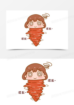卡通女孩旋转混乱表情包