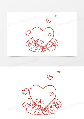 手绘线稿志愿者服务爱心免抠元素