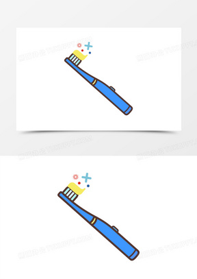 蓝色卡通生活用品牙刷元素