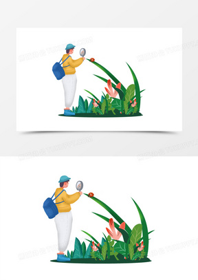 手绘卡通观察昆虫免抠元素