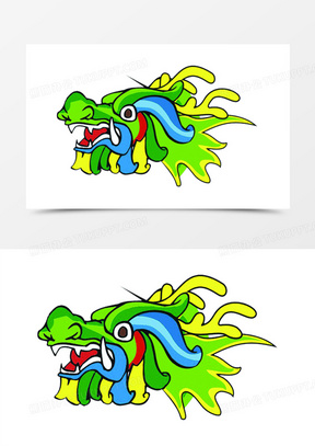 绿色卡通彩绘龙头