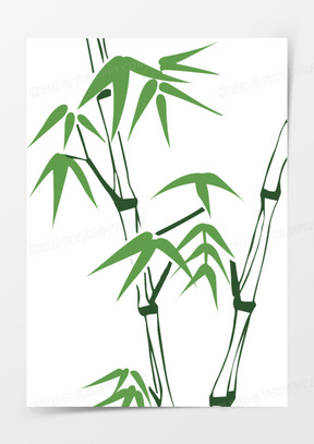 绿色手绘粽叶竹子