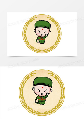 绿色军装军人卡通形象