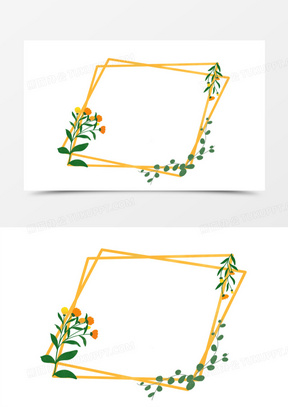 简约花卉平行四边形边框