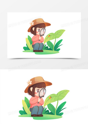 放大镜观察图片素材