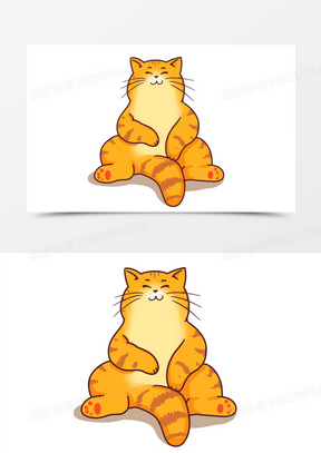 手绘卡通肥猫胖猫咪素材