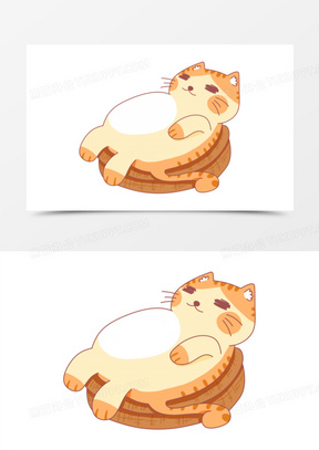卡通可爱肥橘猫免抠元素