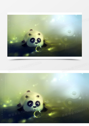 卡通熊猫吹泡泡隐形八卦