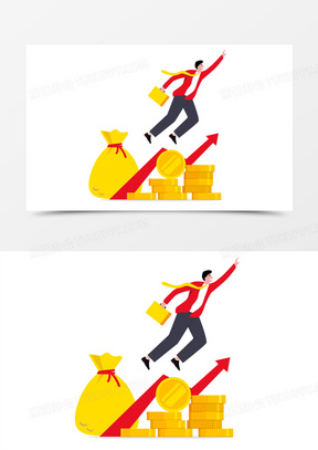 卡通手绘销售业绩打标拿到提成免抠元素