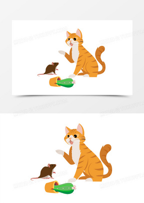 猫和老鼠的餐厅合作创意插画元素40卡通手绘老鼠嗯嗯点头表情包180