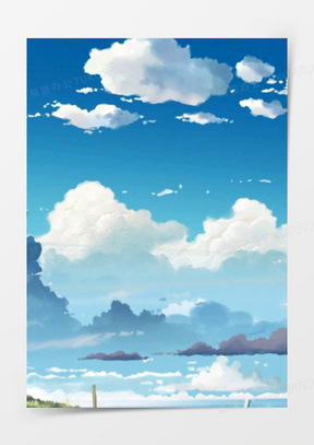 动漫世界蓝天海报背景