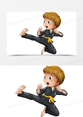 脚靶1307手绘散打501自由搏击散打运动插画背景60身强力健的散打人物