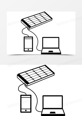 手机和笔记本电脑充电的太阳能电池板图标