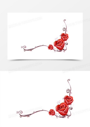手绘红色玫瑰花朵边框