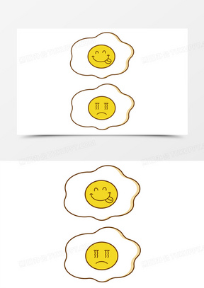 卡通手绘荷包蛋笑哭表情元素