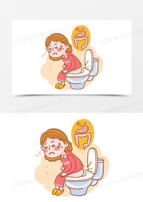 卡通孕妇便秘手绘插画元素