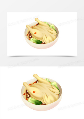 手绘卡通香菇炖鸡鸡汤免抠元素