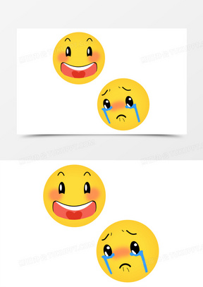 卡通简约笑脸哭脸元素