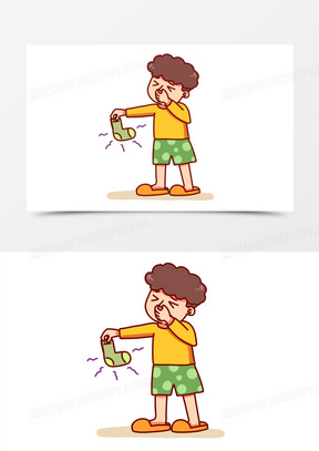手绘卡通难闻袜子臭味表情素材