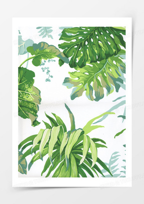 绿色树叶水彩手绘