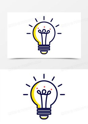 创意的简笔小灯泡元素