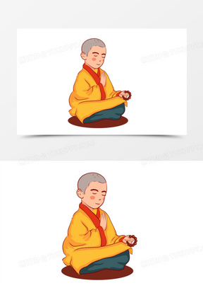 小和尚念经卡通元素