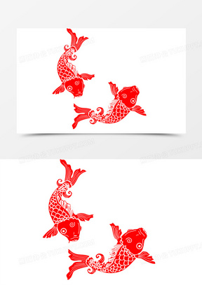 锦鲤剪纸图片素材
