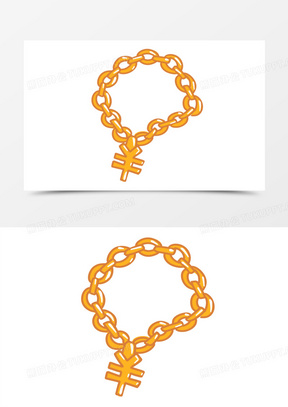 手绘卡通有钱人金链子素材