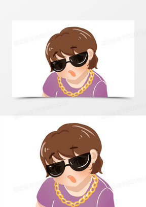 创意手绘卡通有钱人带金链子表情包元素