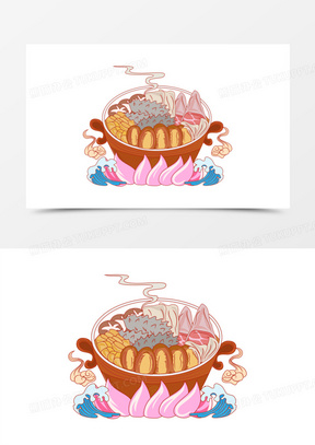 国潮风佛跳墙美食矢量设计