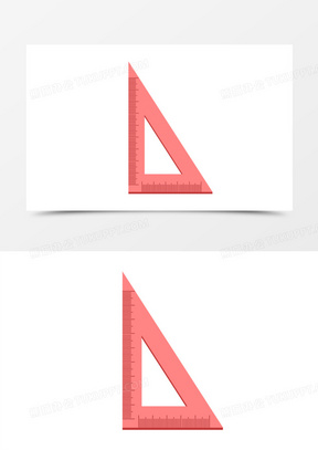 手绘简约直角三角尺元素