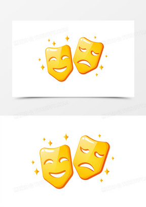 手绘卡通面具笑脸哭脸免抠元素