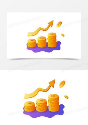 创意卡通插画金融黄金金币成本上升元素