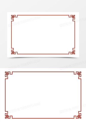 中式简约红色中国风边框元素