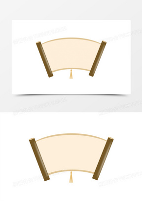 黄色展开的卷轴免抠元素