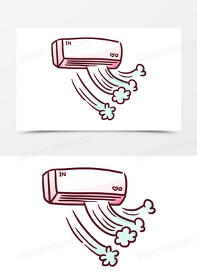 冷风吹空调卡通手绘