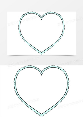 蓝色可爱手绘爱心花边