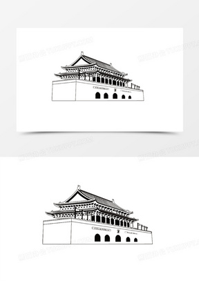 天安门线描素材