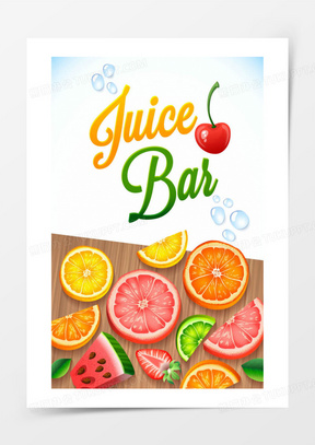 手绘卡通水果矢量海报