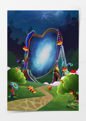 手绘卡通魔法之门