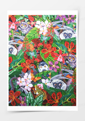 手绘热带雨林植物壁纸