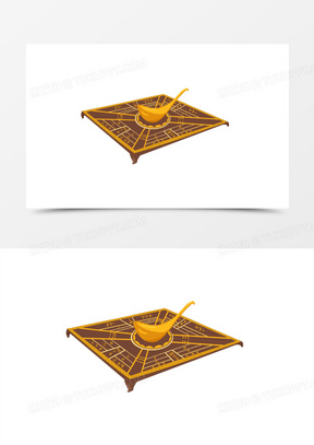 手绘古代指南针司南元素