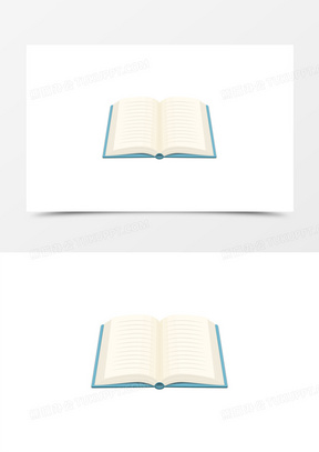 蓝色展开的书本免抠元素