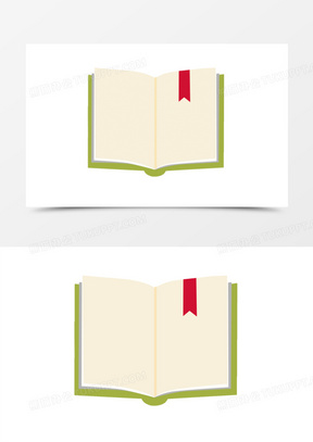 手绘卡通绿色展开的书本免抠元素