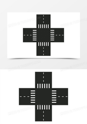 手绘卡通十字路口免抠元素